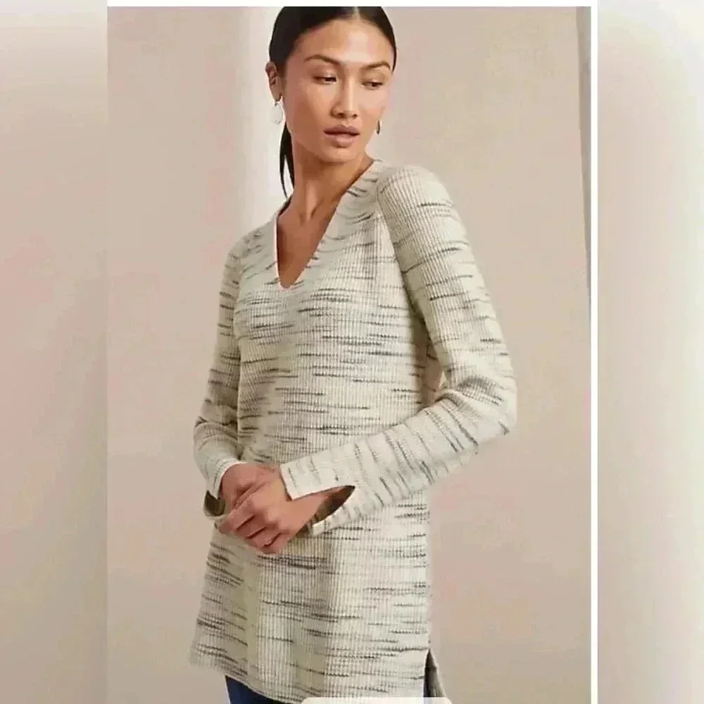 NWT Pure Jill Rib-Textured V-Neck Sweater Tunic